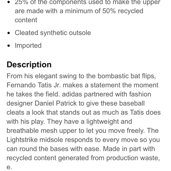 Adidas * Daniel Patrick * MLB
Baseball * NO BOX Fernando Tatis Jr Molded Cleat - Picture 4 of 14